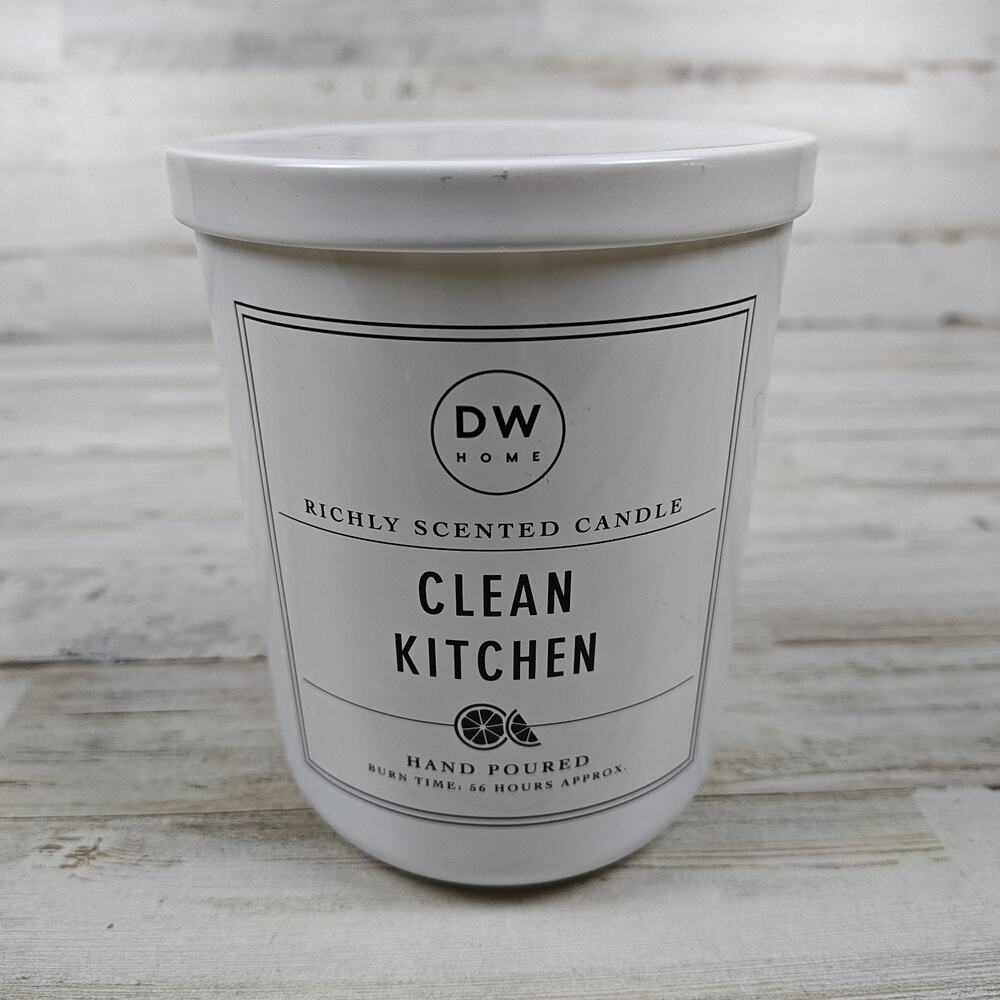DW HOME Clean Kitchen Lemon Lime Citrus Hand Poured 2 Wick Candle 15.3 oz Unused